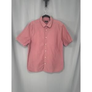 Ted Baker Shirt Mens 6 2XL Pink Short Sleeve Button Front Designer Coastal